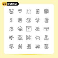 25 Universal Lines Set for Web and Mobile Applications love bouquet furniture clip clipboard Editable Vector Design Elements