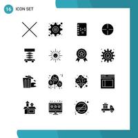 16 Universal Solid Glyphs Set for Web and Mobile Applications structure develop notepad construction sight Editable Vector Design Elements