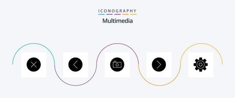 paquete de iconos de glifo multimedia 5 que incluye equipo. medios pp medios. multimedia vector