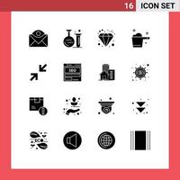 16 User Interface Solid Glyph Pack of modern Signs and Symbols of arrows gauge education detergent wealth Editable Vector Design Elements