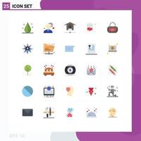 Universal Icon Symbols Group of 25 Modern Flat Colors of purse bag home donation blood Editable Vector Design Elements