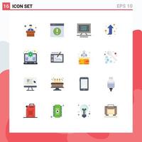 16 Thematic Vector Flat Colors and Editable Symbols of support laptop monitor gear forward Editable Pack of Creative Vector Design Elements