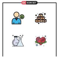 Universal Icon Symbols Group of 4 Modern Filledline Flat Colors of down lab cubes game test Editable Vector Design Elements