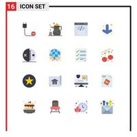 Universal Icon Symbols Group of 16 Modern Flat Colors of full arrow ramadan interface coding Editable Pack of Creative Vector Design Elements