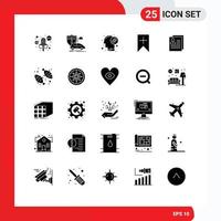 25 símbolos universales de signos de glifo sólido de elementos de diseño de vector editables de etiqueta de interfaz de disco de usuario