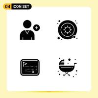 Mobile Interface Solid Glyph Set of 4 Pictograms of follow direction route bacteria science baby Editable Vector Design Elements