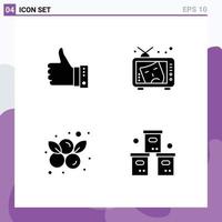 Editable Vector Line Pack of 4 Simple Solid Glyphs of like art hand yes paint Editable Vector Design Elements