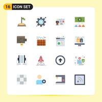 16 User Interface Flat Color Pack of modern Signs and Symbols of estate remove office finance dollar Editable Pack of Creative Vector Design Elements