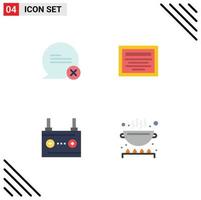 4 User Interface Flat Icon Pack of modern Signs and Symbols of chat car interaction note energy Editable Vector Design Elements