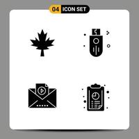 Editable Vector Line Pack of 4 Simple Solid Glyphs of canada marketing devices stick annual report Editable Vector Design Elements