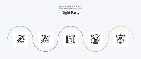 Night Party Line 5 Icon Pack Including night party. firework. queue. event. night vector