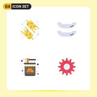 paquete de iconos de vector de stock de 4 signos y símbolos de línea para elementos de diseño de vector editables de cog de abeja de arroz de tarro de dieta