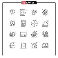 Stock Vector Icon Pack of 16 Line Signs and Symbols for balloon link women graph atom Editable Vector Design Elements