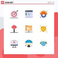 Pictogram Set of 9 Simple Flat Colors of server data blades lollipop candy Editable Vector Design Elements