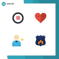 4 User Interface Flat Icon Pack of modern Signs and Symbols of media friend heart break user Editable Vector Design Elements