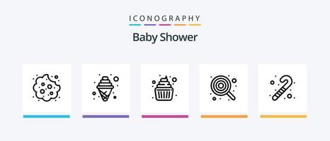 paquete de iconos de la línea 5 de baby shower que incluye bebé. pato de ducha bebé. pato. niño. diseño de iconos creativos vector