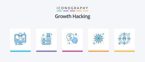 Hacking Blue 5 Icon Pack Including goal. web. virus. spider. message. Creative Icons Design vector
