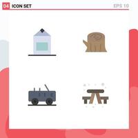 Modern Set of 4 Flat Icons and symbols such as milk military log spring camping Editable Vector Design Elements