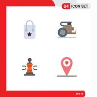 User Interface Pack of 4 Basic Flat Icons of handbag chess journey old player Editable Vector Design Elements