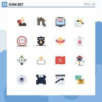 Pack of 16 Modern Flat Colors Signs and Symbols for Web Print Media such as hr web estate browser conversion Editable Pack of Creative Vector Design Elements