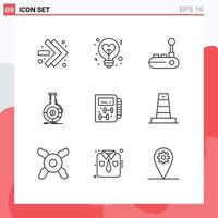 9 Thematic Vector Outlines and Editable Symbols of fitness business controller banking analysis Editable Vector Design Elements