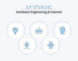 Hardware Engineering And Internet Blue Icon Pack 5 Icon Design. internet. iot. processor. robotics. machine vector