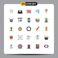 Pack of 25 Modern Flat Colors Signs and Symbols for Web Print Media such as pin location artwork technology cloud Editable Vector Design Elements
