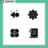 Universal Icon Symbols Group of 4 Modern Solid Glyphs of arrow model create character document Editable Vector Design Elements