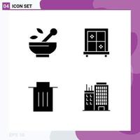 4 Creative Icons Modern Signs and Symbols of hospital user soup delete business Editable Vector Design Elements