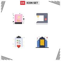 Pictogram Set of 4 Simple Flat Icons of baby note coffee machine building Editable Vector Design Elements