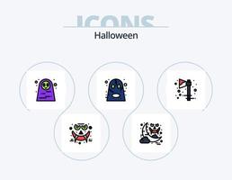 paquete de iconos llenos de línea de halloween 5 diseño de iconos. cruz de halloween cuchillo. de miedo. Víspera de Todos los Santos. de miedo vector