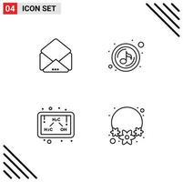 Set of 4 Modern UI Icons Symbols Signs for message formula music sound flower Editable Vector Design Elements