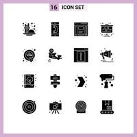 16 Thematic Vector Solid Glyphs and Editable Symbols of tactic market outgoing flipchart right Editable Vector Design Elements