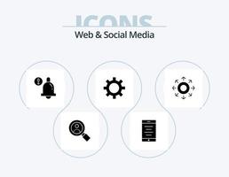 web y redes sociales glyph icon pack 5 diseño de iconos. red . entorno. engranaje . vector