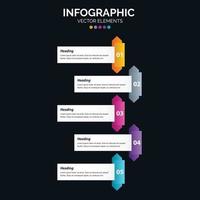 El vector de diseño de infografías de 5 pasos y el marketing se pueden utilizar para el diseño del flujo de trabajo