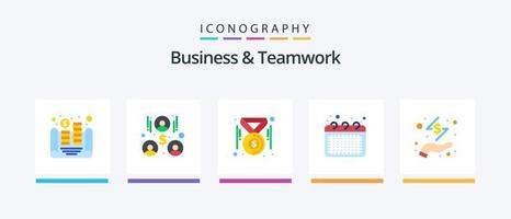 Business And Teamwork Flat 5 Icon Pack Including cash. office. coins. note. calendar. Creative Icons Design vector