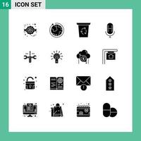 16 User Interface Solid Glyph Pack of modern Signs and Symbols of toolings computing recycle been cloud mic Editable Vector Design Elements