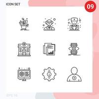 9 Universal Outline Signs Symbols of business analytics male report home Editable Vector Design Elements