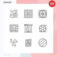 User Interface Pack of 9 Basic Outlines of hotel money sports deposit navigation Editable Vector Design Elements