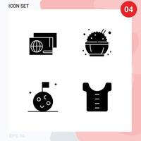 Set of 4 Commercial Solid Glyphs pack for identity space shopping rice clothes Editable Vector Design Elements