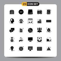 Set of 25 Commercial Solid Glyphs pack for book man computers advertising ad Editable Vector Design Elements