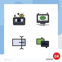 4 Creative Icons Modern Signs and Symbols of money screen player comment field Editable Vector Design Elements