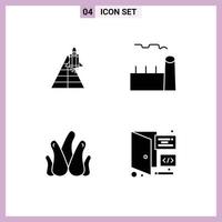 User Interface Pack of 4 Basic Solid Glyphs of space steam plant space craft boiling plant aloe vera Editable Vector Design Elements