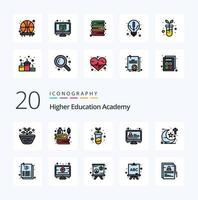 20 Academy Line Filled Color icon Pack like religion education history e learning study vector