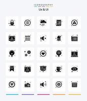 creative ux y ui 25 glyph solid black icon pack como rgb. sitio web. aplicación web. contenido vector