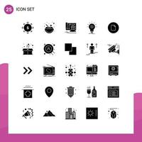 Mobile Interface Solid Glyph Set of 25 Pictograms of document money architecture idea finance Editable Vector Design Elements