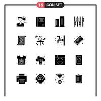 Pack of 16 creative Solid Glyphs of goal editing medical control district Editable Vector Design Elements