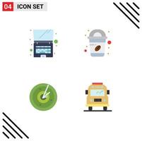 Flat Icon Pack of 4 Universal Symbols of computer technology coffee area school Editable Vector Design Elements