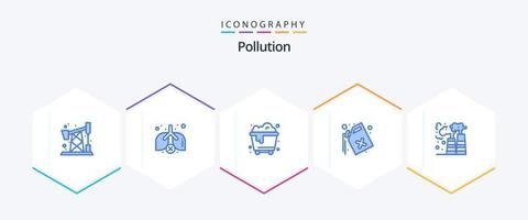 paquete de iconos azules de contaminación 25 que incluye . polución. desperdiciar. gas. desperdiciar vector