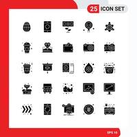 Mobile Interface Solid Glyph Set of 25 Pictograms of atom programming dollar development coding Editable Vector Design Elements
